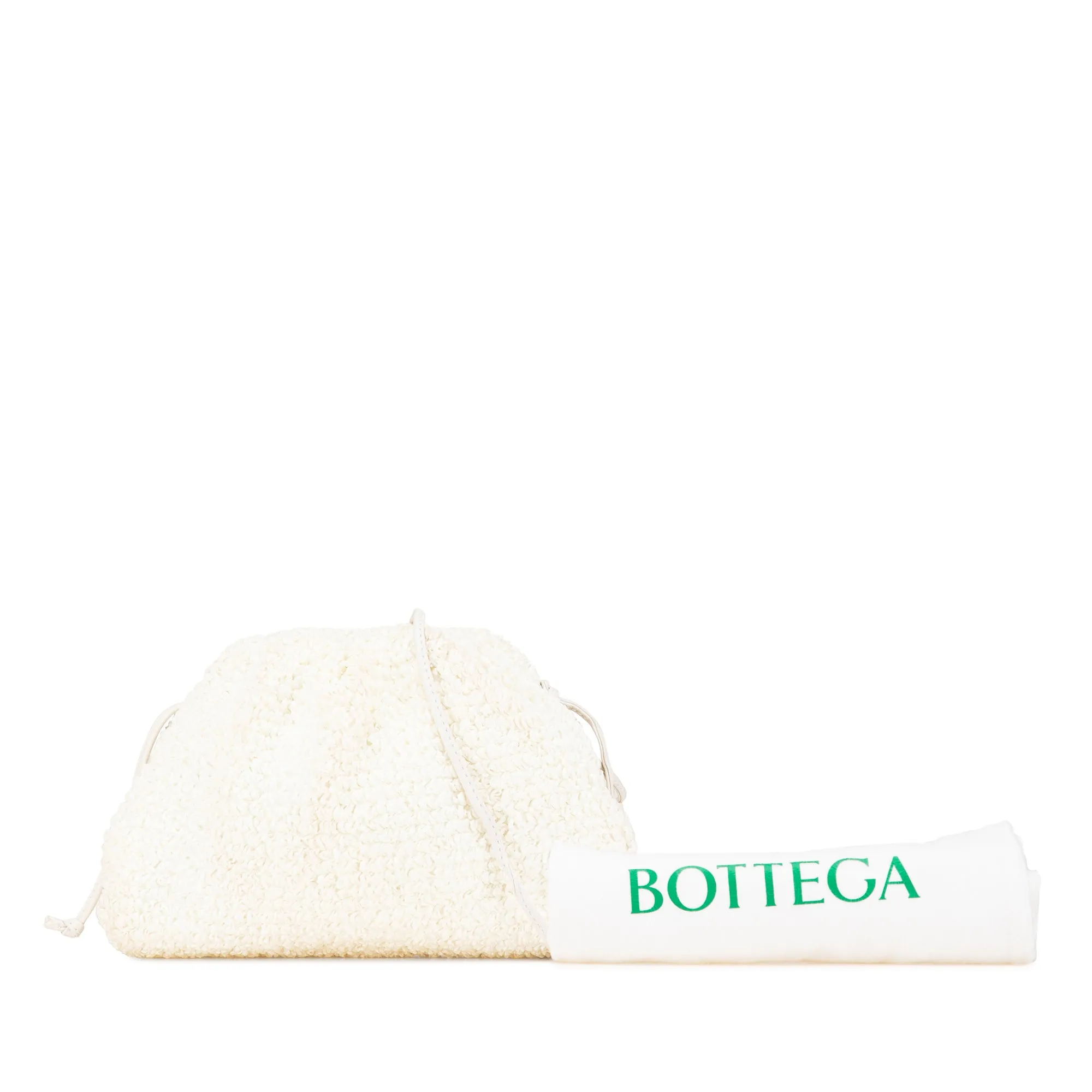 White Bottega Veneta Boucle Raffia The Mini Pouch Crossbody Bag