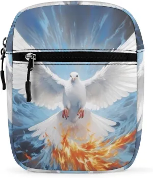 White Holy Spirit Dove Small Crossbody Bag Lightweight Satchel Bag Tote Bag Mini Handbag for Men Women