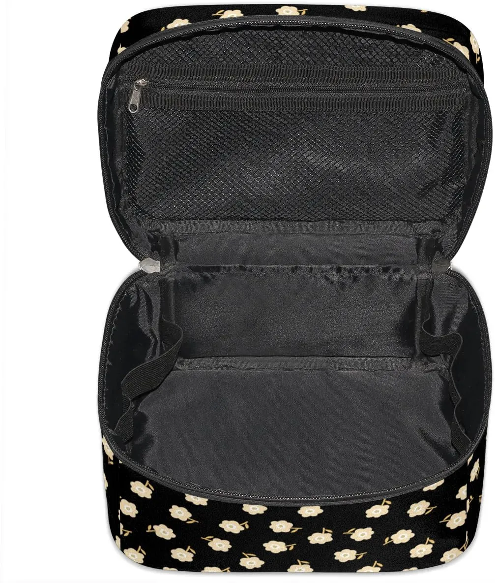 Wild Floral Makeup Bag, Yellow Flower Travel Cosmetic Bag for Women Girls Large Capacity Make Up Case Cosmetic Organizer Toiletry Bag Zipper Pouch