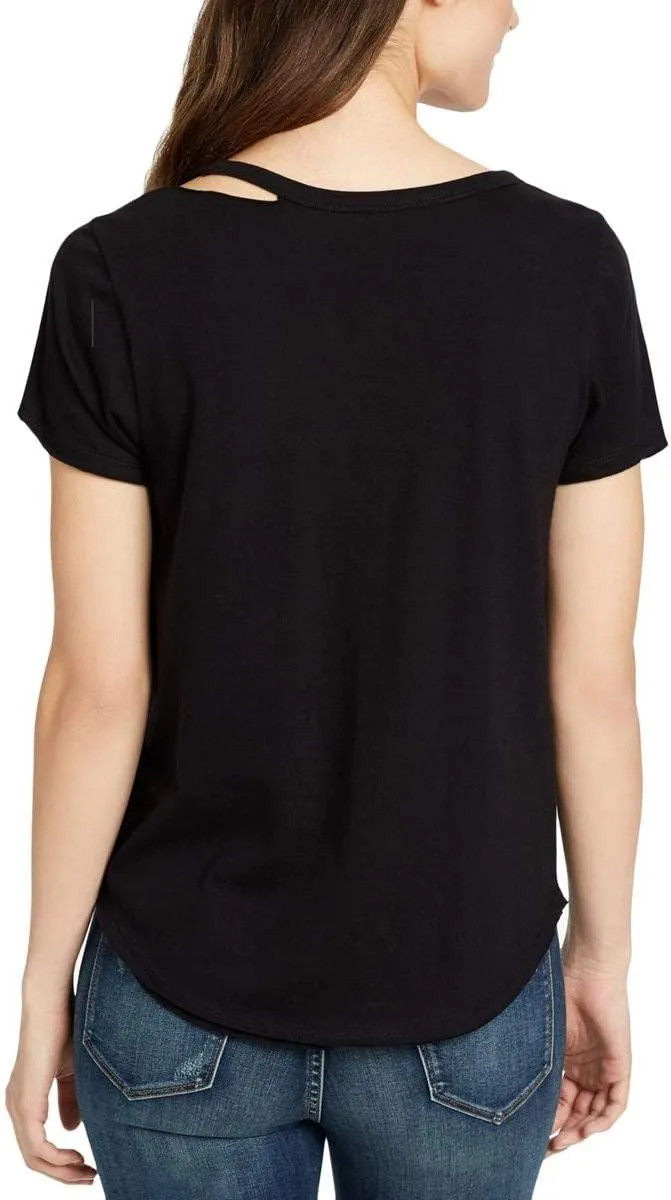 William Rast Women's Riot Single Cold Shoulder Graphic Tee