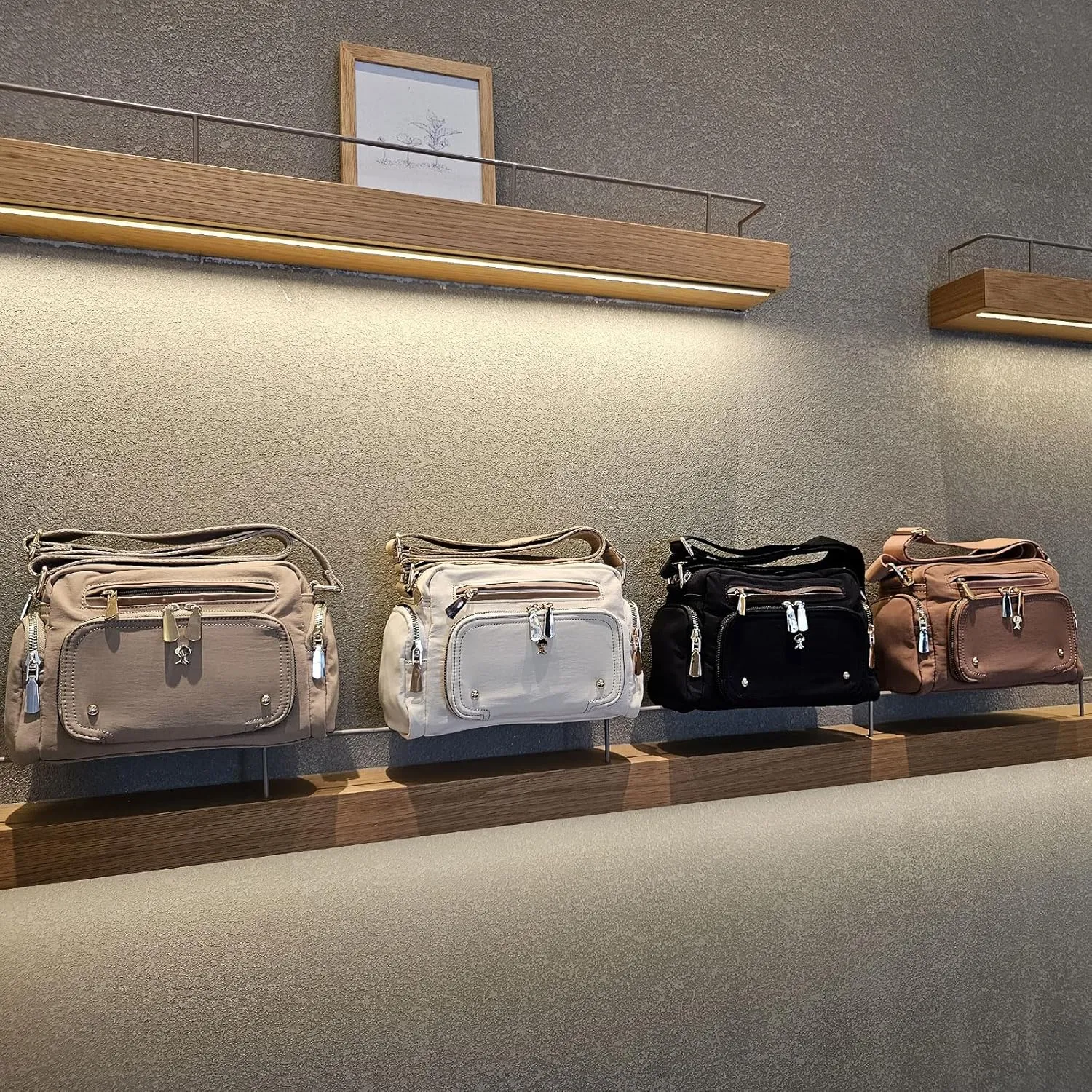 Women Fashion Tote Crossbody Handbags for Women Multi Pockets Shoulder Bag Nylon Travel Purse