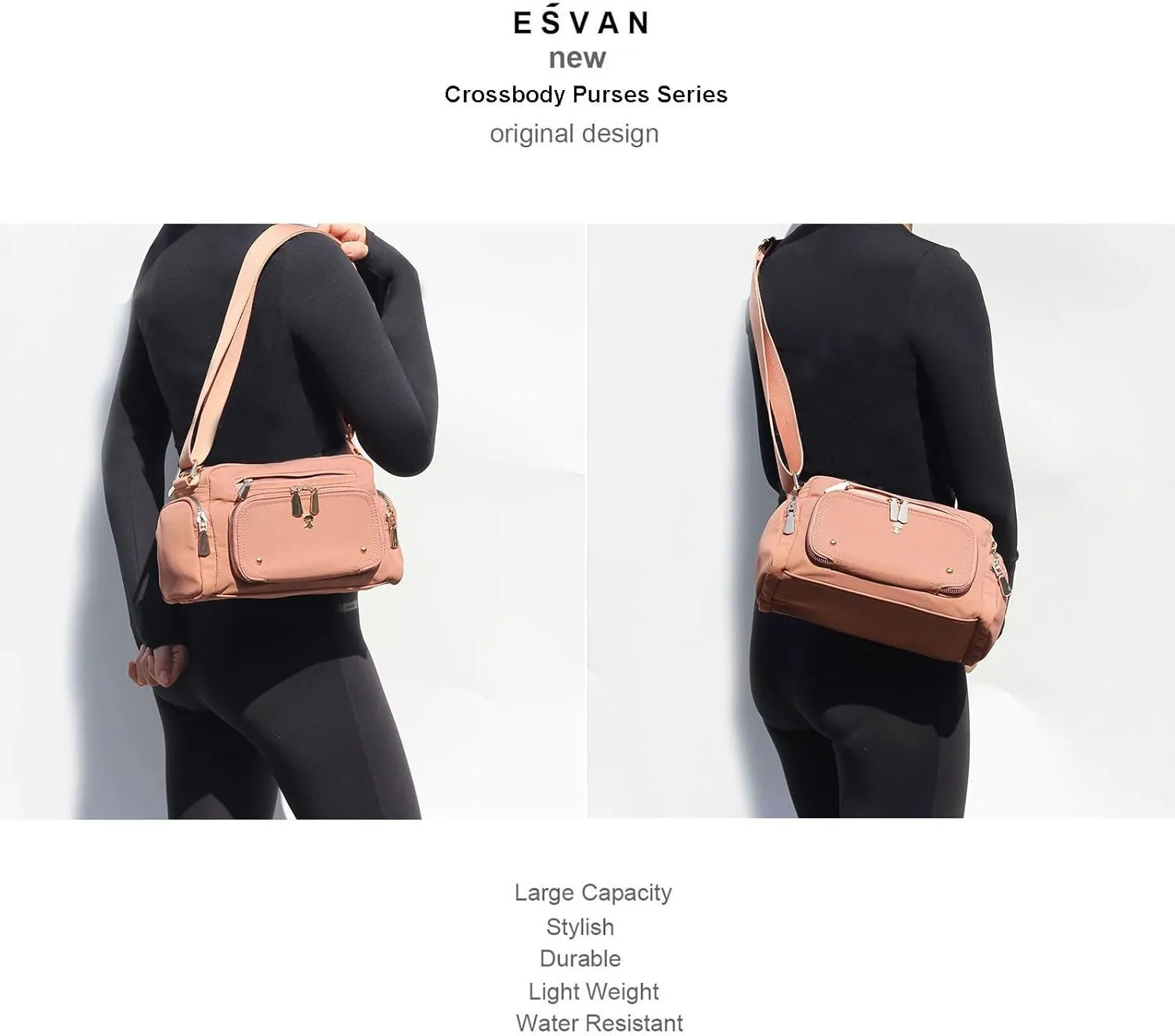 Women Fashion Tote Crossbody Handbags for Women Multi Pockets Shoulder Bag Nylon Travel Purse