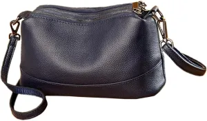 Women Leather Crossbody Bags Medium Size 3-Layer Shoulder Handbag Trendy Female Purse Bag