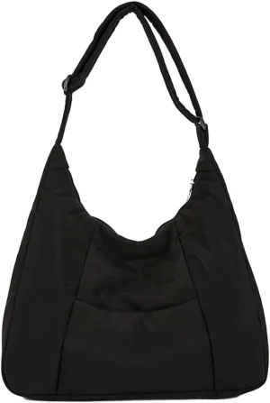 Women Nylon Shoulder Bag Cotton Padded Crossbody Bag Adjustable Strap Puffy Bag with Zipper Handbag for Work Trave