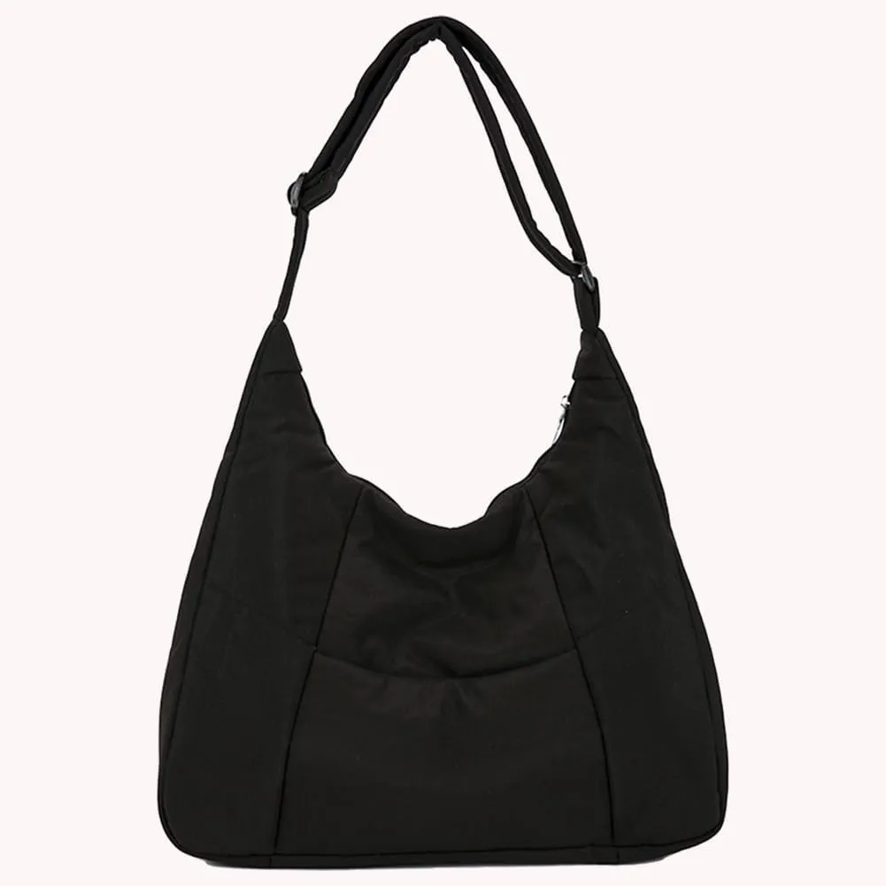 Women Nylon Shoulder Bag Cotton Padded Crossbody Bag Adjustable Strap Puffy Bag with Zipper Handbag for Work Trave
