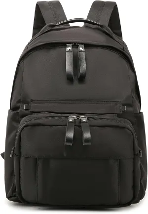 Women Nylon Travel Backpack with detachable Crossbody bag Large lightweight laptop backpack for daily (Black)