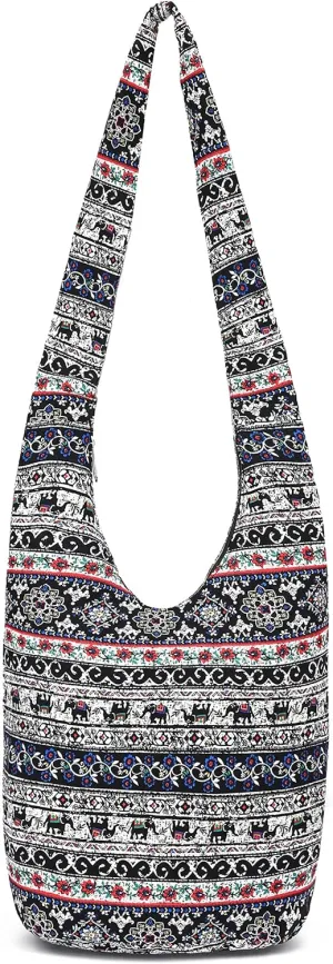 Women Shoulder Handbags Fashion canvas Hippie Crossbody Bags Bohemian Animal Prints Hobo Bags