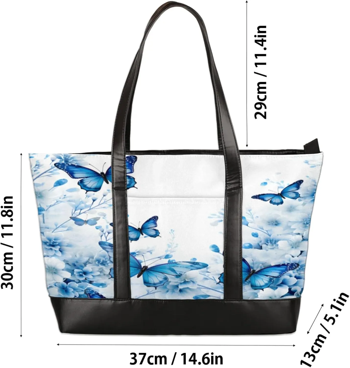 Women Tote Bag with Zipper, Shopper Handbag Travel Purse, PU Leather Laptop Tote Bags, Weekender Tote Bags