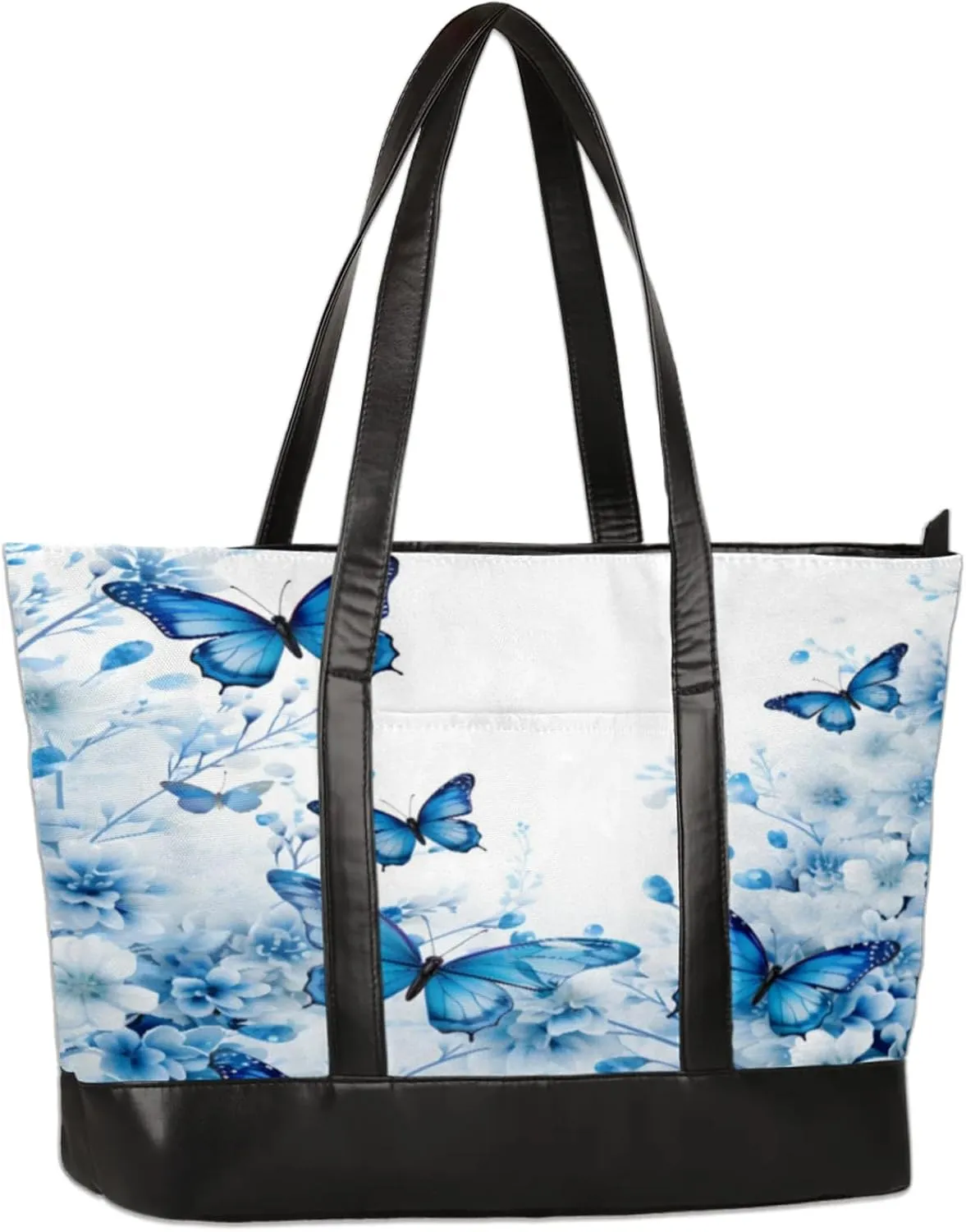 Women Tote Bag with Zipper, Shopper Handbag Travel Purse, PU Leather Laptop Tote Bags, Weekender Tote Bags