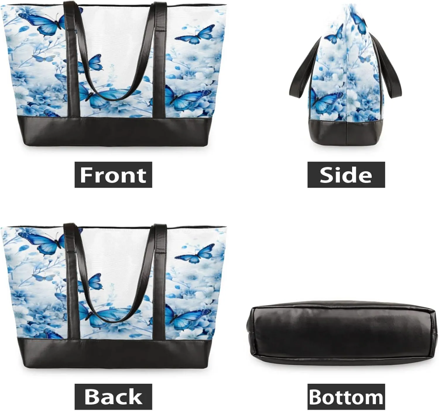Women Tote Bag with Zipper, Shopper Handbag Travel Purse, PU Leather Laptop Tote Bags, Weekender Tote Bags
