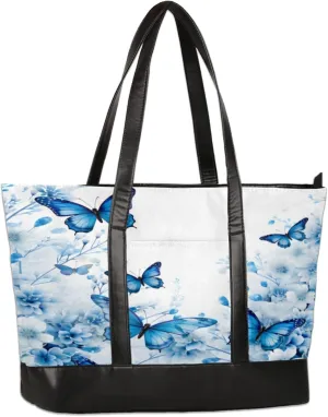Women Tote Bag with Zipper, Shopper Handbag Travel Purse, PU Leather Laptop Tote Bags, Weekender Tote Bags