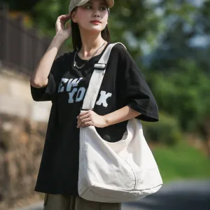 Women's Canvas White Cotton Cloth Fashionable Large Crossbody Bags