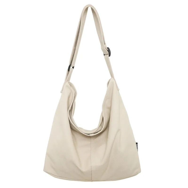 Women's Canvas White Cotton Cloth Fashionable Large Crossbody Bags