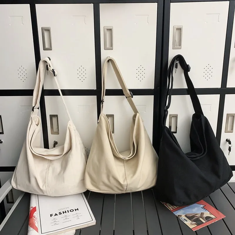 Women's Canvas White Cotton Cloth Fashionable Large Crossbody Bags