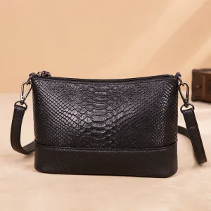 Women's Cowhide Fashion Genuine Leather For Trendy Crocodile Crossbody Bags