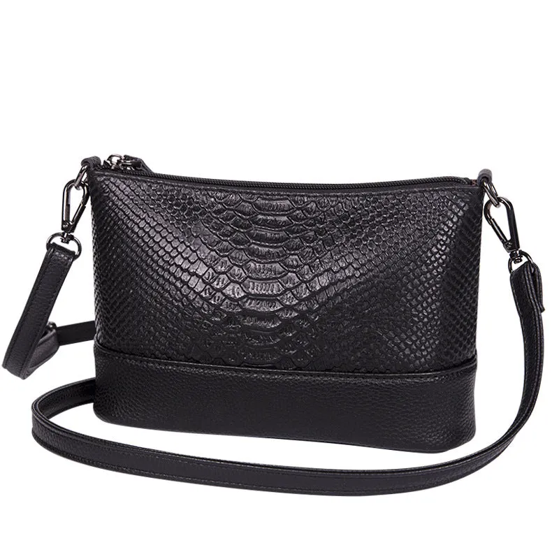 Women's Cowhide Fashion Genuine Leather For Trendy Crocodile Crossbody Bags