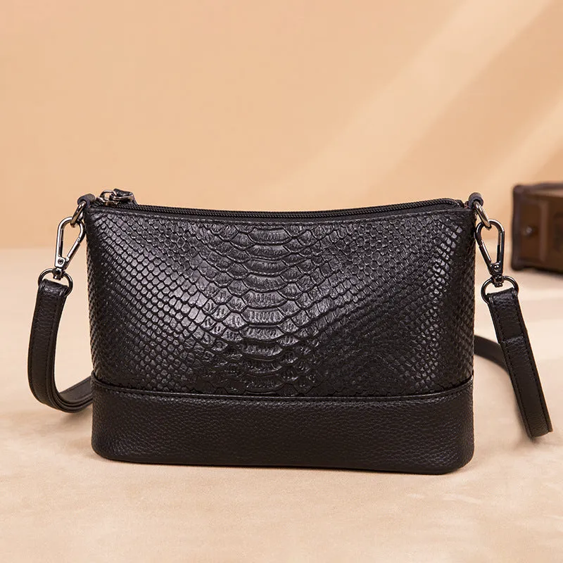Women's Cowhide Fashion Genuine Leather For Trendy Crocodile Crossbody Bags