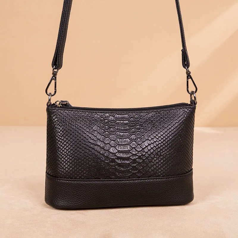 Women's Cowhide Fashion Genuine Leather For Trendy Crocodile Crossbody Bags