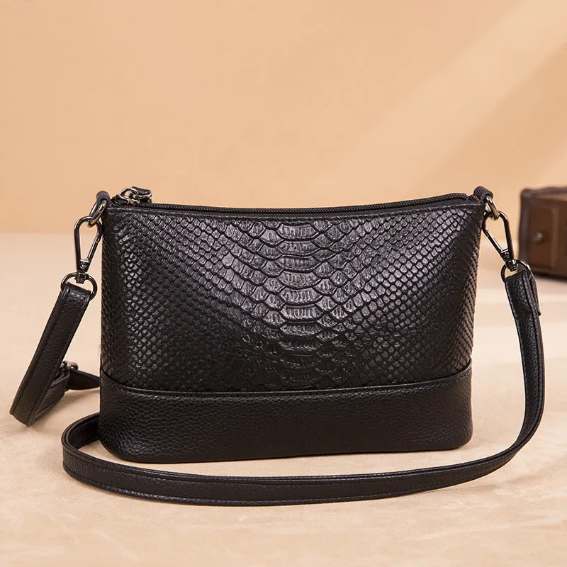 Women's Cowhide Fashion Genuine Leather For Trendy Crocodile Crossbody Bags