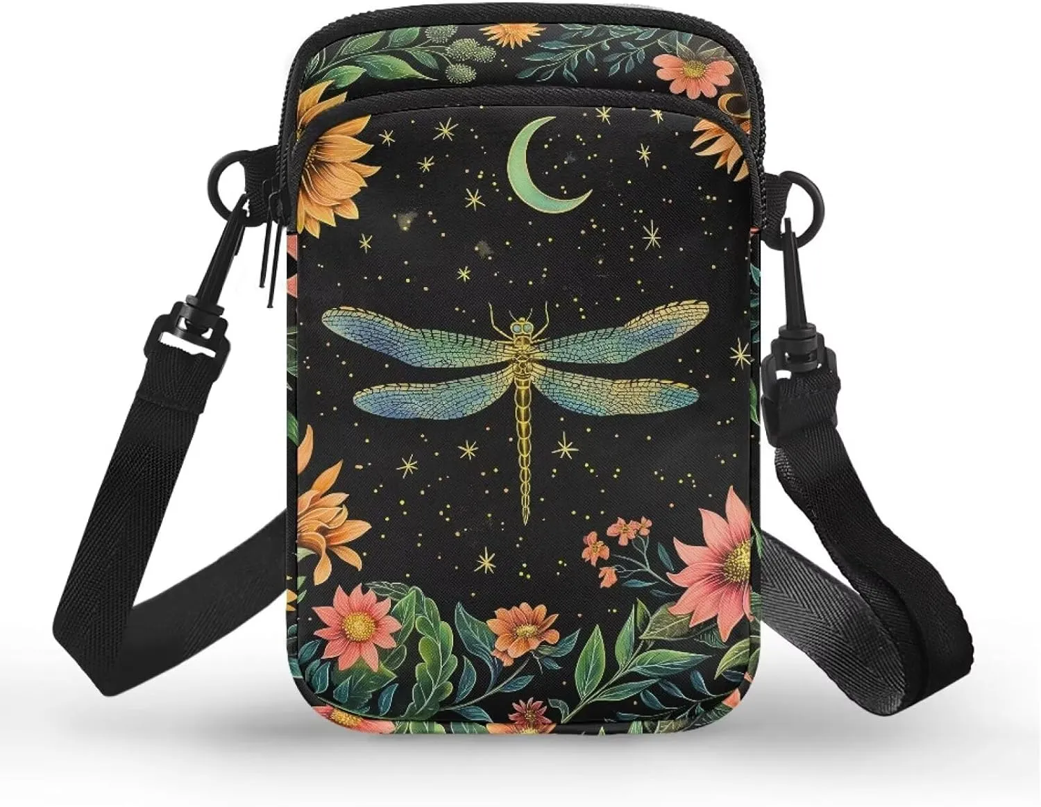 Women's Double Layer Shoulder Bag with Adjustable Strap Multi Zipper Pocket Crossbody Purse Satchel Clutch Handbag