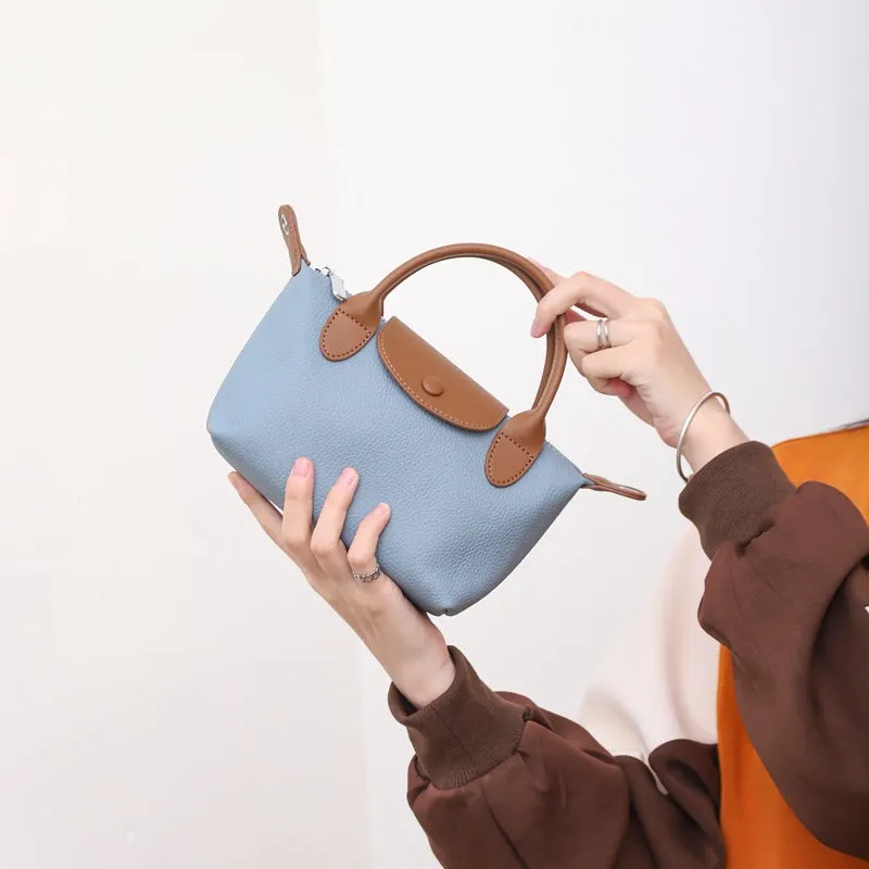 Women's First Layer Cowhide Leather Fashion Genuine Dumpling Crossbody Bags