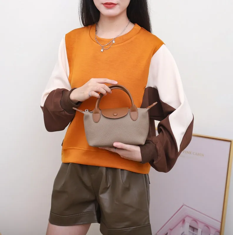 Women's First Layer Cowhide Leather Fashion Genuine Dumpling Crossbody Bags