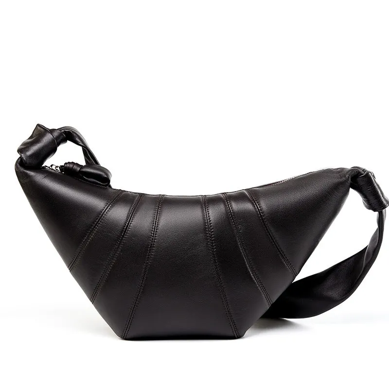Women's Layer Sheepskin Lazy Feeling Croissant Genuine Crossbody Bags
