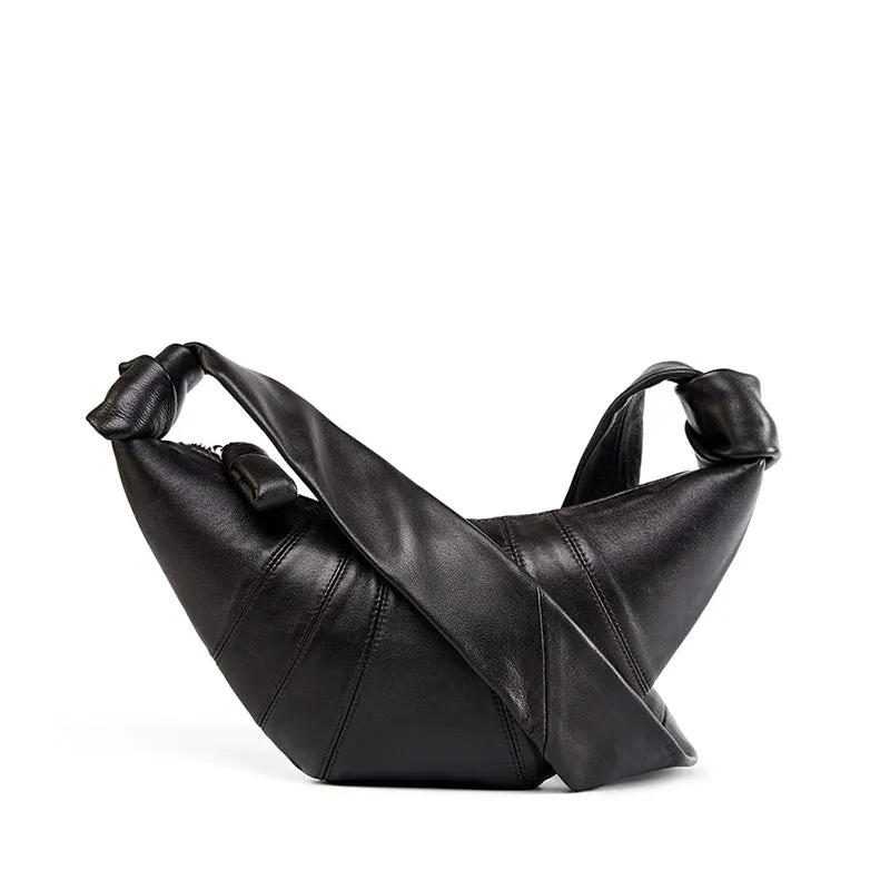 Women's Layer Sheepskin Lazy Feeling Croissant Genuine Crossbody Bags