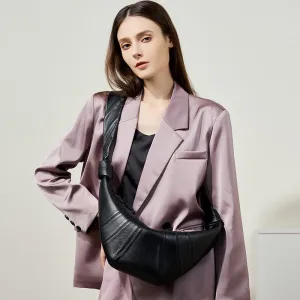 Women's Layer Sheepskin Lazy Feeling Croissant Genuine Crossbody Bags