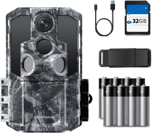 WOSPORTS AI Trail Camera, 48MP 4K Night Vision Motion Activated Trail Cam, Fast Trigger Time Game Camera with SD Card, Waterproof 2.0''LCD for Outdoor Wildlife Monitoring
