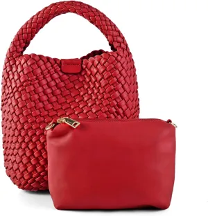 Woven Bag for Women Vegan Leather Tote Bag Travel Handbag and Purse Retro Handmade Trending Hobo Bag