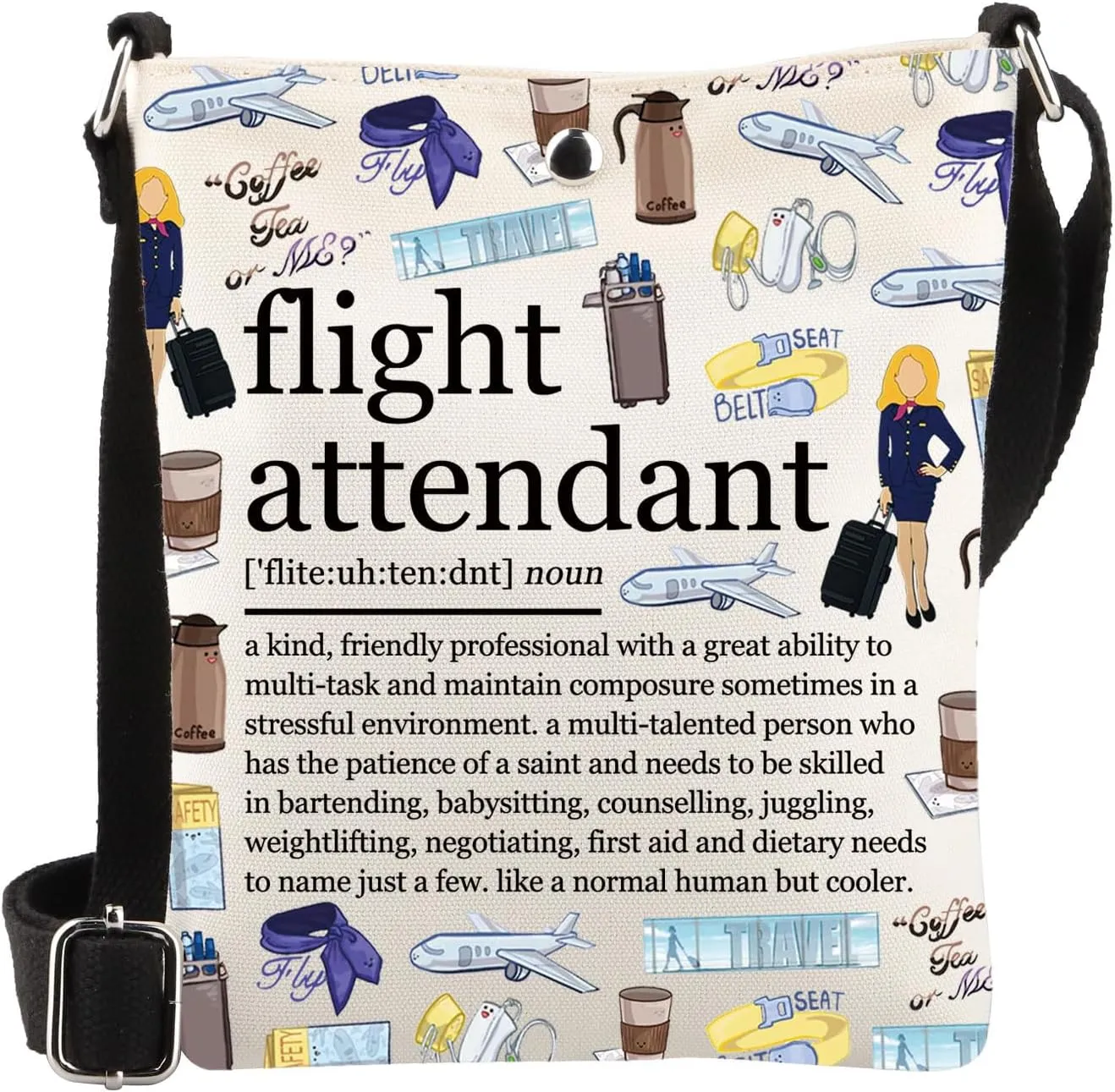 WSNANG Flight Attendant Definition Crossbody Bag Air Stewardess Shoulder Bag Flight Attendant Gift Cabin Crew Gifts