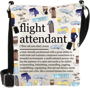 WSNANG Flight Attendant Definition Crossbody Bag Air Stewardess Shoulder Bag Flight Attendant Gift Cabin Crew Gifts