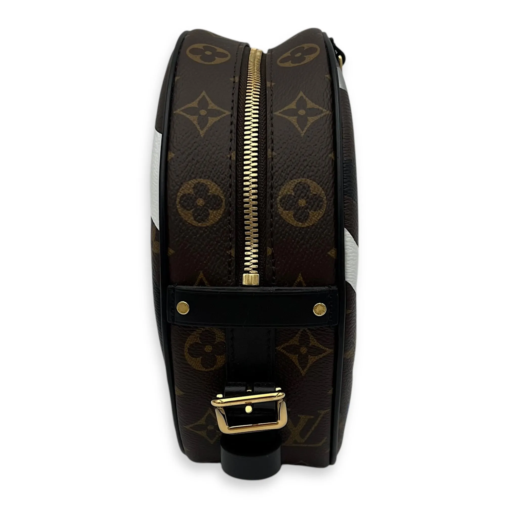 X LOL Boite Chapeau Souple MM Brown Crossbody Bag in Monogram Coated Canvas, Gold hardware