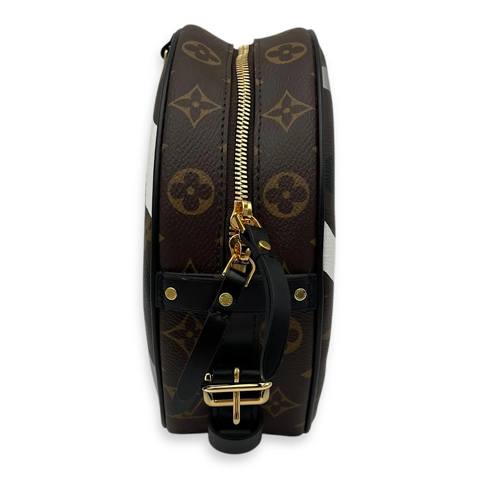 X LOL Boite Chapeau Souple MM Brown Crossbody Bag in Monogram Coated Canvas, Gold hardware