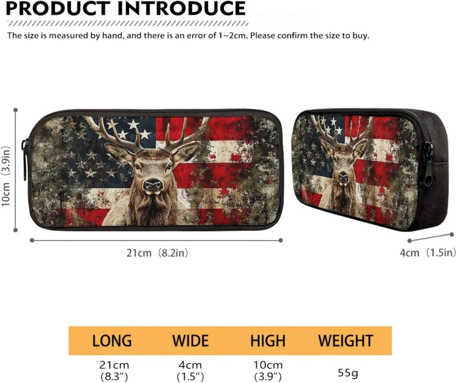 Xoenoiee American Flag Hunting Deer Pattern School Backpack 3 Pieces Set for Boys Girls with Lunch Box Pencil Bag Primary/Middle School Bag Teenager Bookbags