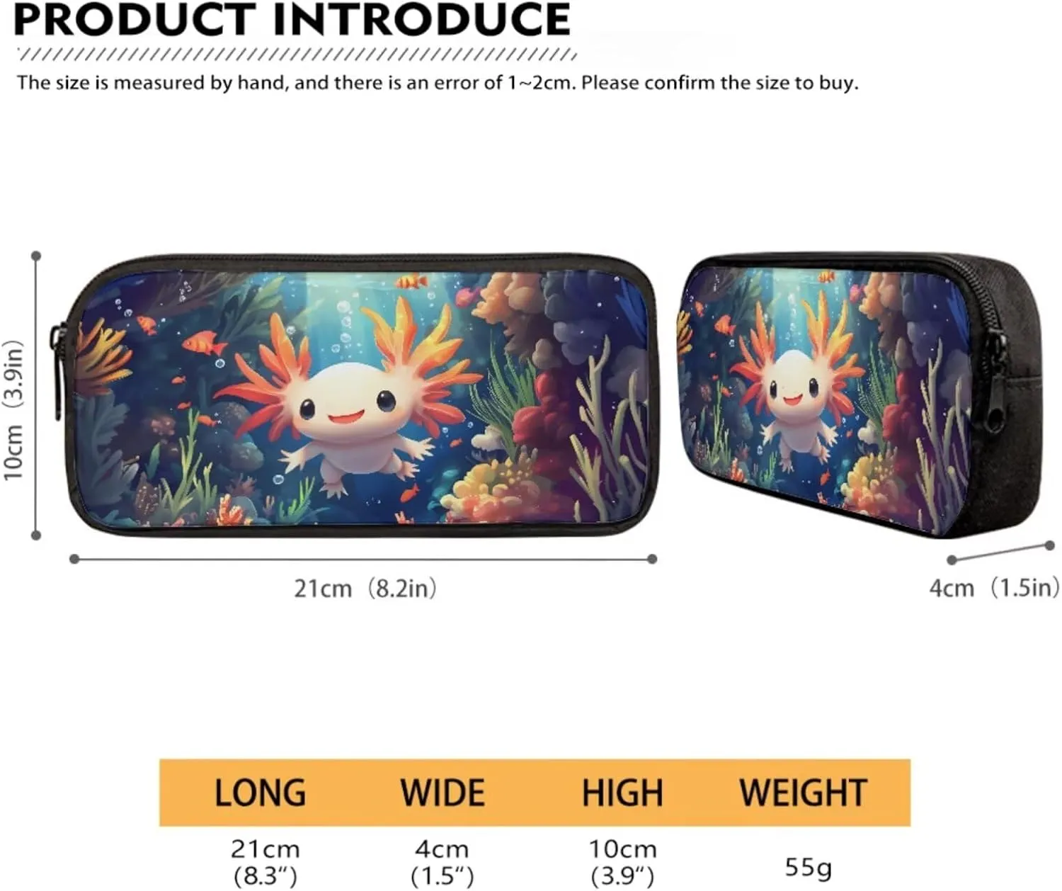 Xoenoiee Axolotl Fish Coral Undersea Pattern 3Pcs Backpack and Lunch Bag Pencil Bag Set for Kids School Bag Junior Teens Bookbag Lightweight Schoolbag Bag Pack 3 in 2