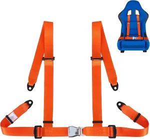 Yakitoko Universal 4 point Safety Harness Set 2inch Fits Go Kart,UTV,ATV,Racing Orange (FJKORANGE)