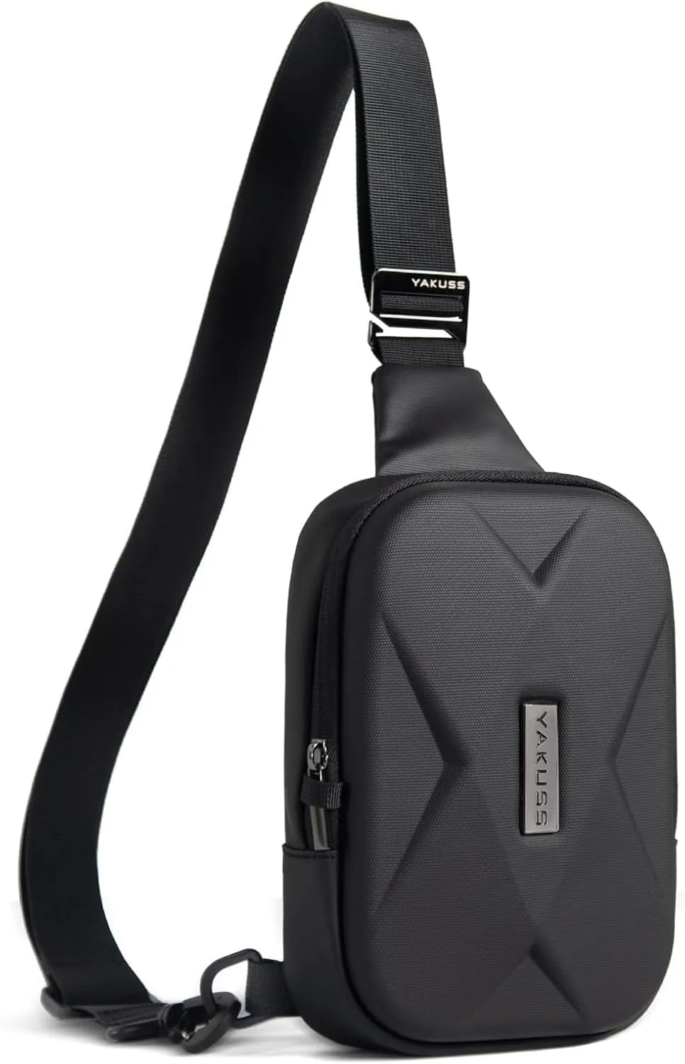 YaKuss Hard Shell Sling Bag, Anti-theft Crossbody Bag for Women Men Lightweight Shoulder Chest Bag Casual Backpack for Travel Daily, Black