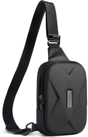YaKuss Hard Shell Sling Bag, Anti-theft Crossbody Bag for Women Men Lightweight Shoulder Chest Bag Casual Backpack for Travel Daily, Black