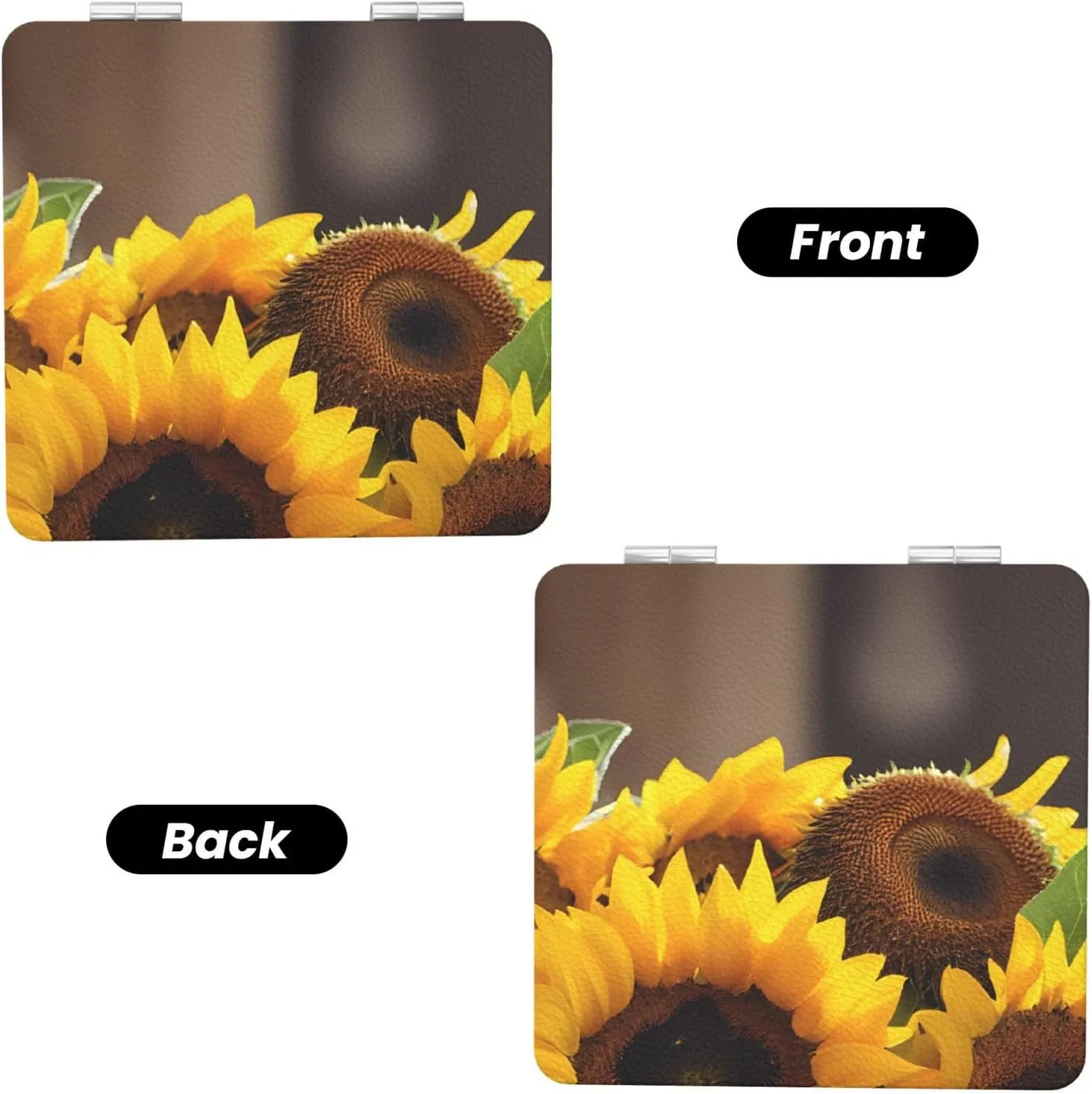 Yellow Sunflowers Portable Pocket Cosmetic Mirror-Compact and Light, It is A Necessary Thing to Go Out for Beauty and Makeup