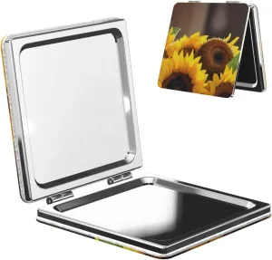 Yellow Sunflowers Portable Pocket Cosmetic Mirror-Compact and Light, It is A Necessary Thing to Go Out for Beauty and Makeup