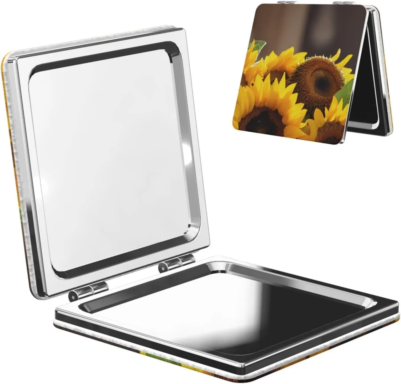Yellow Sunflowers Portable Pocket Cosmetic Mirror-Compact and Light, It is A Necessary Thing to Go Out for Beauty and Makeup