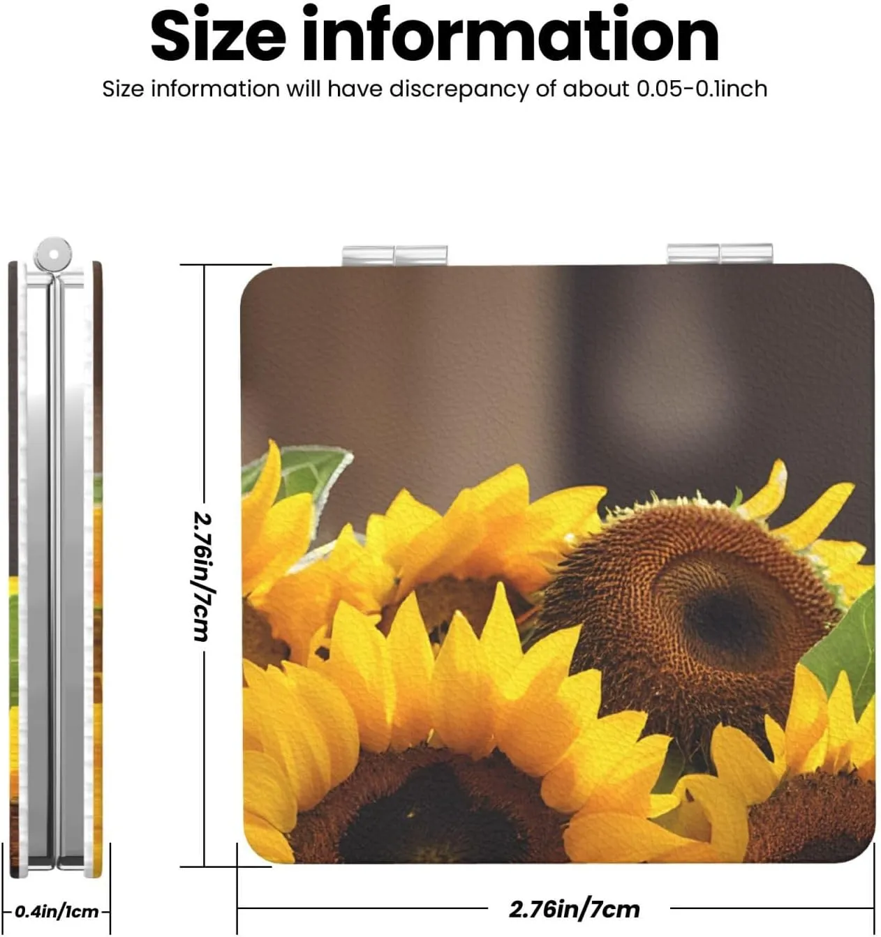 Yellow Sunflowers Portable Pocket Cosmetic Mirror-Compact and Light, It is A Necessary Thing to Go Out for Beauty and Makeup