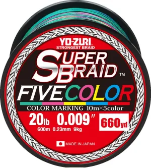 Yo-Zuri Superbraid 660 yd Floating Braid, 5-Color, 20 lb
