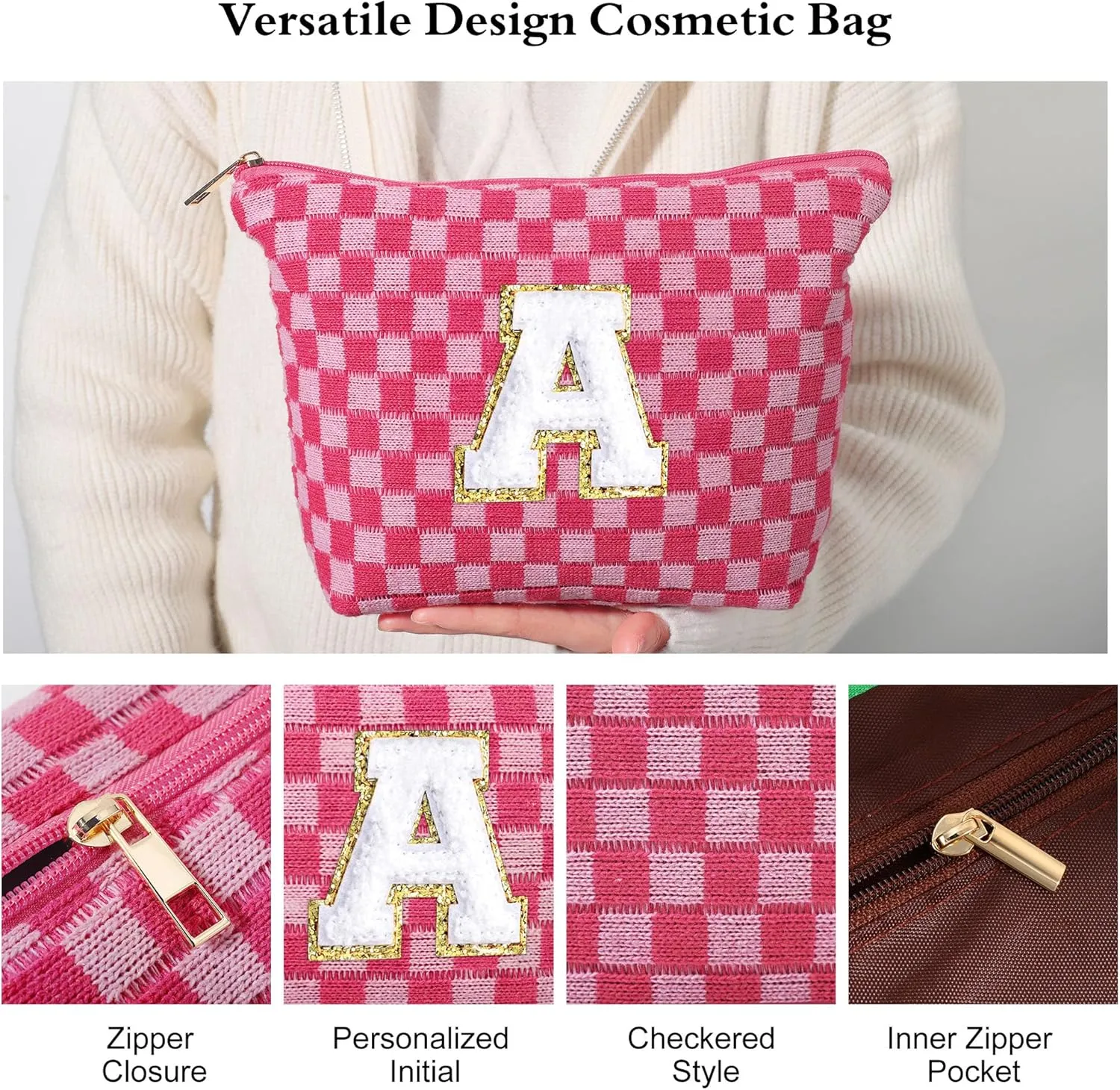 YOOLIFE Bridesmaid Gifts - Maid of Honor Gifts, Bridesmaid Proposal Gifts Wedding Day, Bridal Shower Gifts, Bride To Be Gifts, Bachelorette Party Gift for Bride, Initial Makeup Bags for Women Black J
