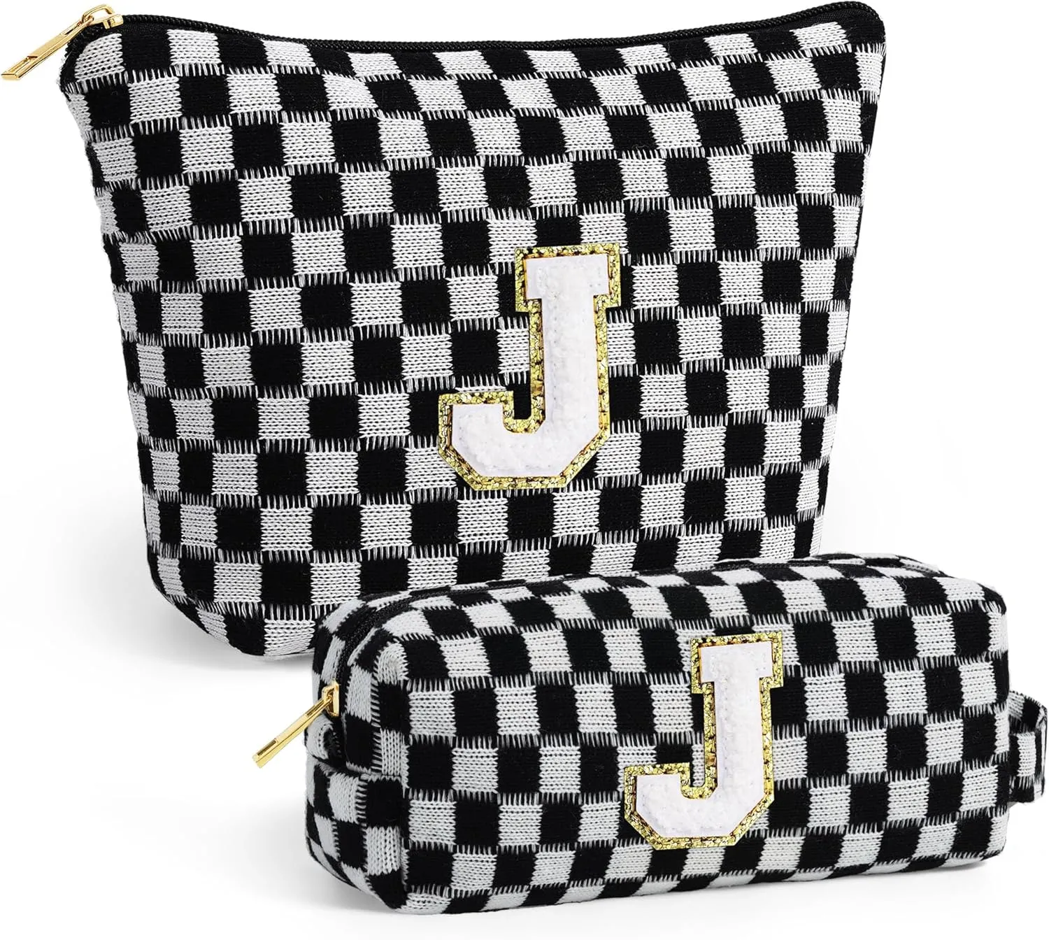 YOOLIFE Bridesmaid Gifts - Maid of Honor Gifts, Bridesmaid Proposal Gifts Wedding Day, Bridal Shower Gifts, Bride To Be Gifts, Bachelorette Party Gift for Bride, Initial Makeup Bags for Women Black J