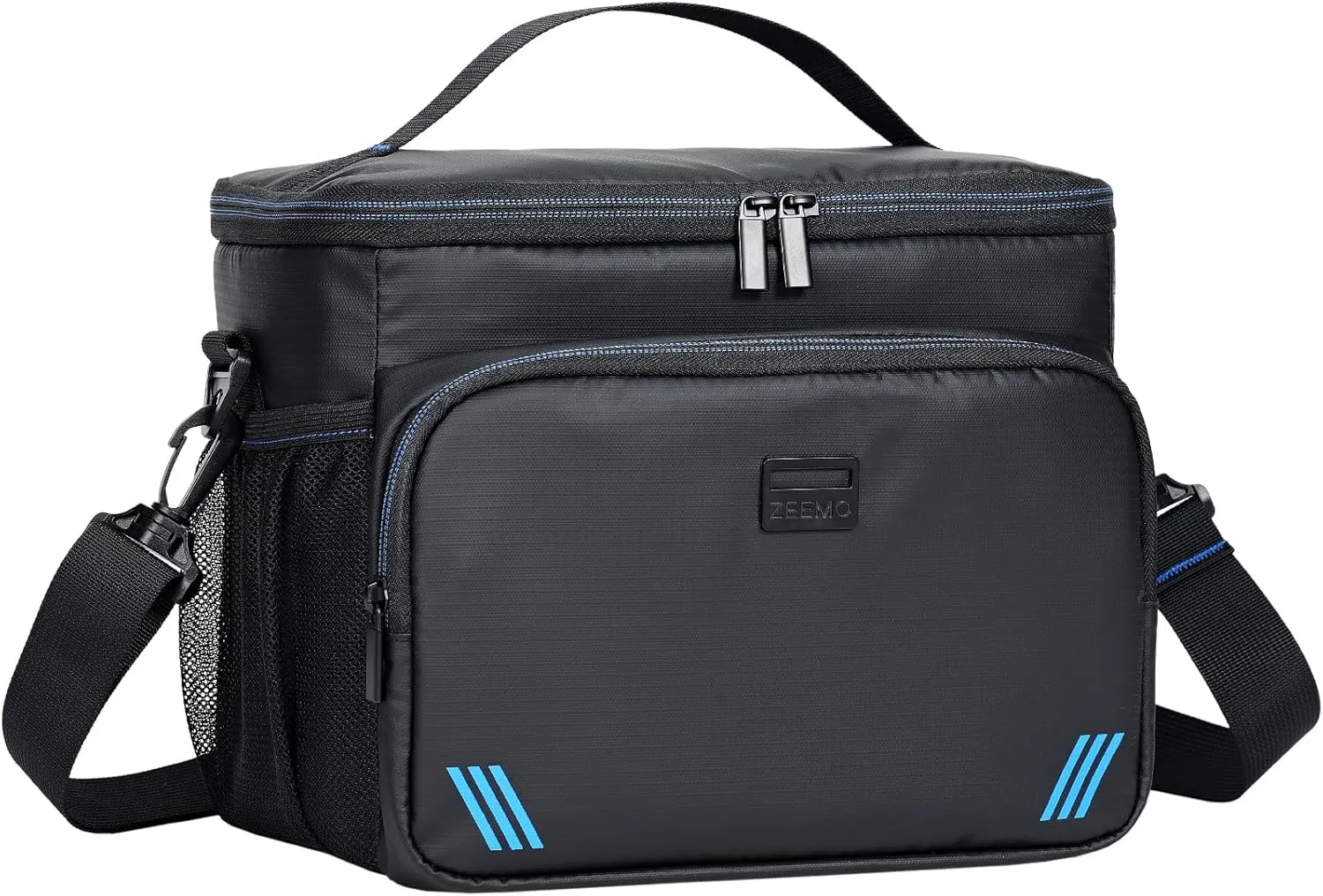 ZEEMO Insulated Lunch Bag for Men Women, Cooler with Adjustable Shoulder Strap, Leakproof Box for Work, Picnic, Black