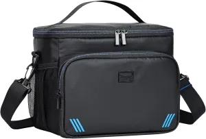 ZEEMO Insulated Lunch Bag for Men Women, Cooler with Adjustable Shoulder Strap, Leakproof Box for Work, Picnic, Black