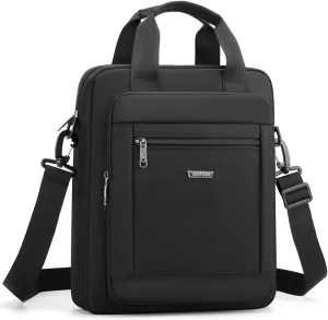 zhongningyifeng Men's Messenger Bag 14-inch Laptop Bag Nylon Large Shoulder Bag Business Waterproof Casual Black Crossbody Bag for Work Travel Outdoor
